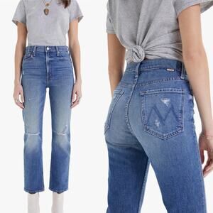 Mother Superior High Waisted Rider Ankle Straight Leg Jeans Distressed Size 25